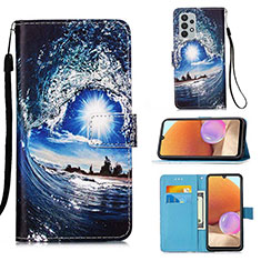 Coque Portefeuille Motif Fantaisie Livre Cuir Etui Clapet Y02B pour Samsung Galaxy A32 4G Bleu Royal