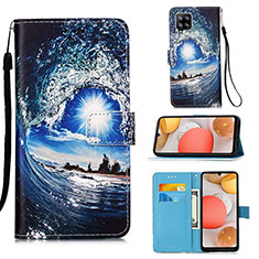 Coque Portefeuille Motif Fantaisie Livre Cuir Etui Clapet Y02B pour Samsung Galaxy A42 5G Bleu Royal