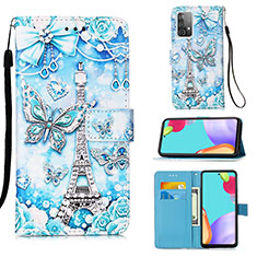 Coque Portefeuille Motif Fantaisie Livre Cuir Etui Clapet Y02B pour Samsung Galaxy A52 4G Bleu Clair