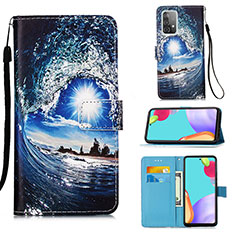 Coque Portefeuille Motif Fantaisie Livre Cuir Etui Clapet Y02B pour Samsung Galaxy A52 4G Bleu Royal