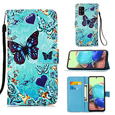 Coque Portefeuille Motif Fantaisie Livre Cuir Etui Clapet Y02B pour Samsung Galaxy A71 4G A715 Bleu Ciel