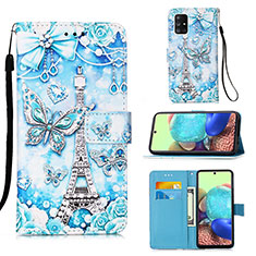 Coque Portefeuille Motif Fantaisie Livre Cuir Etui Clapet Y02B pour Samsung Galaxy A71 4G A715 Bleu Clair