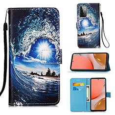 Coque Portefeuille Motif Fantaisie Livre Cuir Etui Clapet Y02B pour Samsung Galaxy A72 4G Bleu Royal