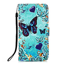 Coque Portefeuille Motif Fantaisie Livre Cuir Etui Clapet Y02B pour Samsung Galaxy A73 5G Bleu Ciel