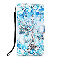 Coque Portefeuille Motif Fantaisie Livre Cuir Etui Clapet Y02B pour Samsung Galaxy A73 5G Bleu Clair