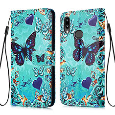 Coque Portefeuille Motif Fantaisie Livre Cuir Etui Clapet Y02B pour Samsung Galaxy M01s Bleu Ciel