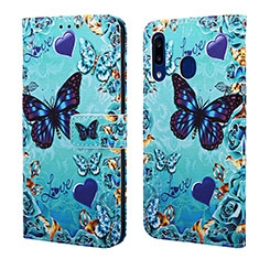 Coque Portefeuille Motif Fantaisie Livre Cuir Etui Clapet Y02B pour Samsung Galaxy M10S Bleu Ciel