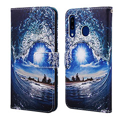 Coque Portefeuille Motif Fantaisie Livre Cuir Etui Clapet Y02B pour Samsung Galaxy M10S Bleu Royal