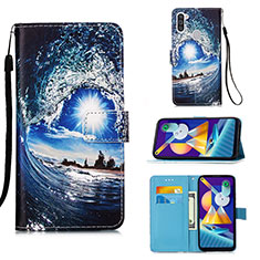 Coque Portefeuille Motif Fantaisie Livre Cuir Etui Clapet Y02B pour Samsung Galaxy M11 Bleu Royal