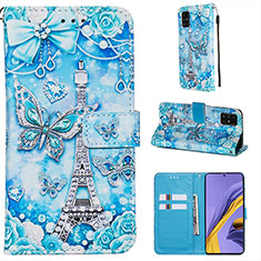 Coque Portefeuille Motif Fantaisie Livre Cuir Etui Clapet Y02B pour Samsung Galaxy M40S Bleu Clair