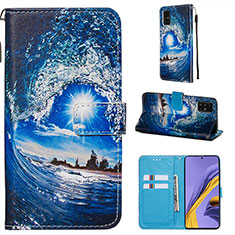 Coque Portefeuille Motif Fantaisie Livre Cuir Etui Clapet Y02B pour Samsung Galaxy M40S Bleu Royal