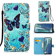 Coque Portefeuille Motif Fantaisie Livre Cuir Etui Clapet Y02B pour Samsung Galaxy Note 20 5G Bleu Ciel