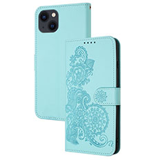 Coque Portefeuille Motif Fantaisie Livre Cuir Etui Clapet Y02X pour Apple iPhone 15 Bleu Ciel