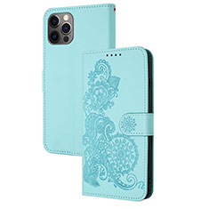 Coque Portefeuille Motif Fantaisie Livre Cuir Etui Clapet Y02X pour Apple iPhone 15 Pro Bleu Ciel