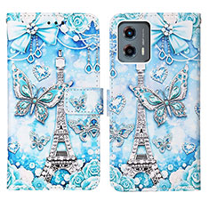 Coque Portefeuille Motif Fantaisie Livre Cuir Etui Clapet Y03B pour Motorola Moto G 5G (2023) Bleu Clair