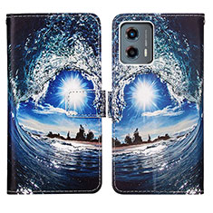 Coque Portefeuille Motif Fantaisie Livre Cuir Etui Clapet Y03B pour Motorola Moto G 5G (2023) Bleu Royal