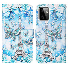 Coque Portefeuille Motif Fantaisie Livre Cuir Etui Clapet Y03B pour Motorola Moto G Power 5G (2023) Bleu Clair