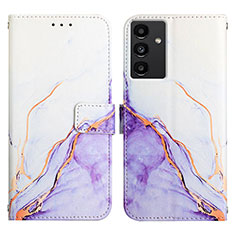 Coque Portefeuille Motif Fantaisie Livre Cuir Etui Clapet Y03B pour Samsung Galaxy A04s Violet Clair