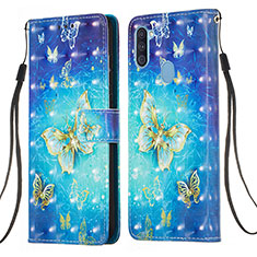 Coque Portefeuille Motif Fantaisie Livre Cuir Etui Clapet Y03B pour Samsung Galaxy A11 Bleu Ciel