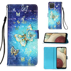 Coque Portefeuille Motif Fantaisie Livre Cuir Etui Clapet Y03B pour Samsung Galaxy A12 Bleu Ciel