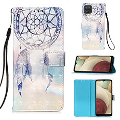 Coque Portefeuille Motif Fantaisie Livre Cuir Etui Clapet Y03B pour Samsung Galaxy A12 Bleu Clair