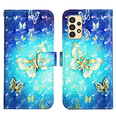 Coque Portefeuille Motif Fantaisie Livre Cuir Etui Clapet Y03B pour Samsung Galaxy A13 4G Bleu Ciel