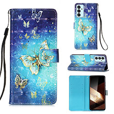 Coque Portefeuille Motif Fantaisie Livre Cuir Etui Clapet Y03B pour Samsung Galaxy A15 4G Bleu Ciel