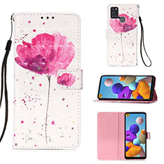 Coque Portefeuille Motif Fantaisie Livre Cuir Etui Clapet Y03B pour Samsung Galaxy A21s Rose