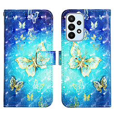 Coque Portefeuille Motif Fantaisie Livre Cuir Etui Clapet Y03B pour Samsung Galaxy A23 5G Bleu Ciel