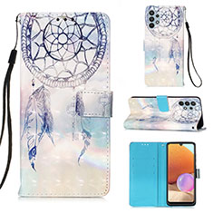 Coque Portefeuille Motif Fantaisie Livre Cuir Etui Clapet Y03B pour Samsung Galaxy A32 4G Bleu Clair