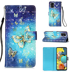 Coque Portefeuille Motif Fantaisie Livre Cuir Etui Clapet Y03B pour Samsung Galaxy A51 5G Bleu Ciel