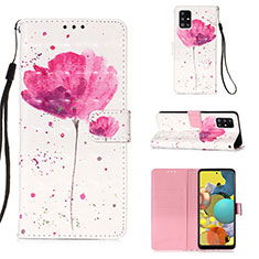 Coque Portefeuille Motif Fantaisie Livre Cuir Etui Clapet Y03B pour Samsung Galaxy A51 5G Rose