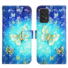 Coque Portefeuille Motif Fantaisie Livre Cuir Etui Clapet Y03B pour Samsung Galaxy A53 5G Bleu Ciel