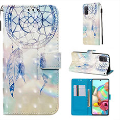 Coque Portefeuille Motif Fantaisie Livre Cuir Etui Clapet Y03B pour Samsung Galaxy A71 4G A715 Bleu Clair