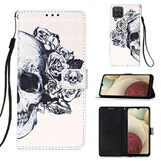 Coque Portefeuille Motif Fantaisie Livre Cuir Etui Clapet Y03B pour Samsung Galaxy F12 Noir