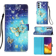 Coque Portefeuille Motif Fantaisie Livre Cuir Etui Clapet Y03B pour Samsung Galaxy F34 5G Bleu Ciel