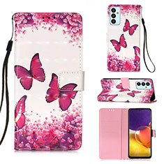 Coque Portefeuille Motif Fantaisie Livre Cuir Etui Clapet Y03B pour Samsung Galaxy F34 5G Rose Rouge