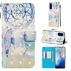 Coque Portefeuille Motif Fantaisie Livre Cuir Etui Clapet Y03B pour Samsung Galaxy S20 5G Bleu Clair