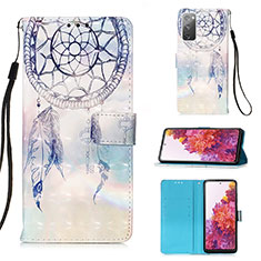 Coque Portefeuille Motif Fantaisie Livre Cuir Etui Clapet Y03B pour Samsung Galaxy S20 FE 5G Bleu Clair