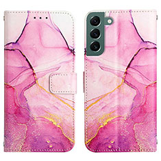 Coque Portefeuille Motif Fantaisie Livre Cuir Etui Clapet Y03B pour Samsung Galaxy S22 5G Rose Rouge