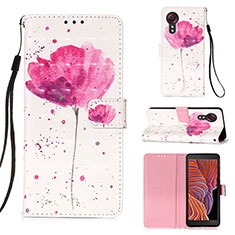 Coque Portefeuille Motif Fantaisie Livre Cuir Etui Clapet Y03B pour Samsung Galaxy XCover 5 SM-G525F Rose