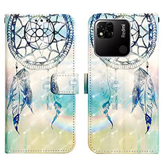 Coque Portefeuille Motif Fantaisie Livre Cuir Etui Clapet Y03B pour Xiaomi POCO C3 Cyan