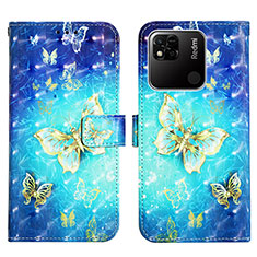 Coque Portefeuille Motif Fantaisie Livre Cuir Etui Clapet Y03B pour Xiaomi POCO C31 Bleu Ciel