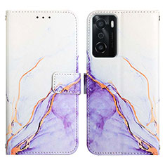 Coque Portefeuille Motif Fantaisie Livre Cuir Etui Clapet Y04B pour Oppo A55S 5G Violet