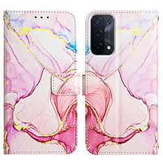 Coque Portefeuille Motif Fantaisie Livre Cuir Etui Clapet Y04B pour Oppo A74 5G Rose