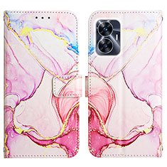 Coque Portefeuille Motif Fantaisie Livre Cuir Etui Clapet Y04B pour Realme C55 Rose