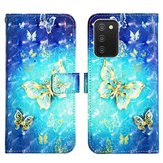 Coque Portefeuille Motif Fantaisie Livre Cuir Etui Clapet Y04B pour Samsung Galaxy A03s Bleu Ciel