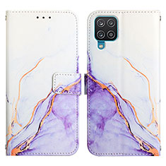 Coque Portefeuille Motif Fantaisie Livre Cuir Etui Clapet Y04B pour Samsung Galaxy A12 5G Violet