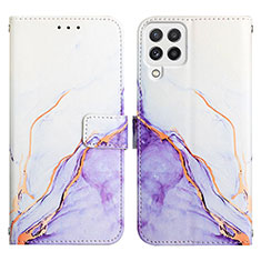 Coque Portefeuille Motif Fantaisie Livre Cuir Etui Clapet Y04B pour Samsung Galaxy A22 4G Violet