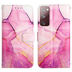 Coque Portefeuille Motif Fantaisie Livre Cuir Etui Clapet Y04B pour Samsung Galaxy S20 FE 4G Rose Rouge